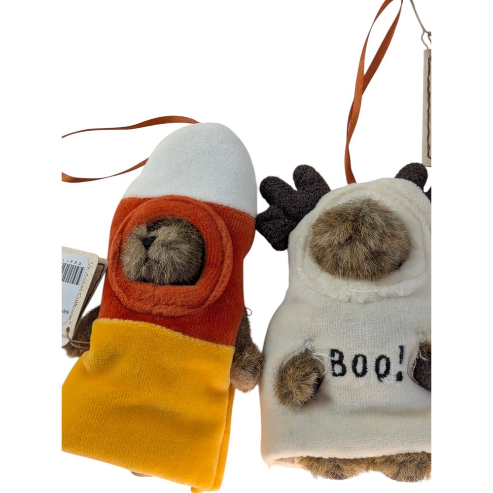 Boyds Bears Halloween Plush Ornaments Candy Corn Moose Boo Set of 2 Tags